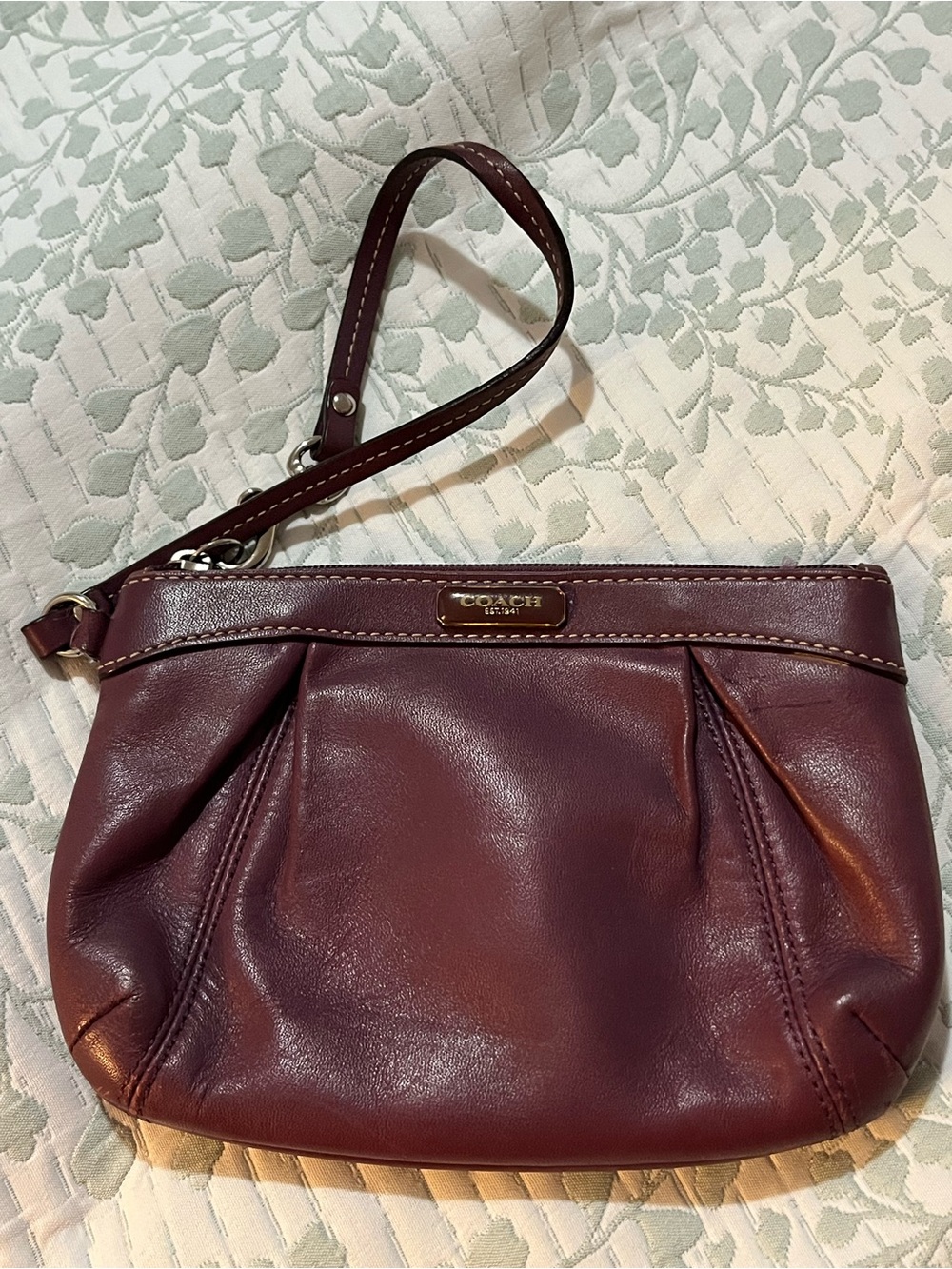 Coach Leather Wristlet in Dark Mauve